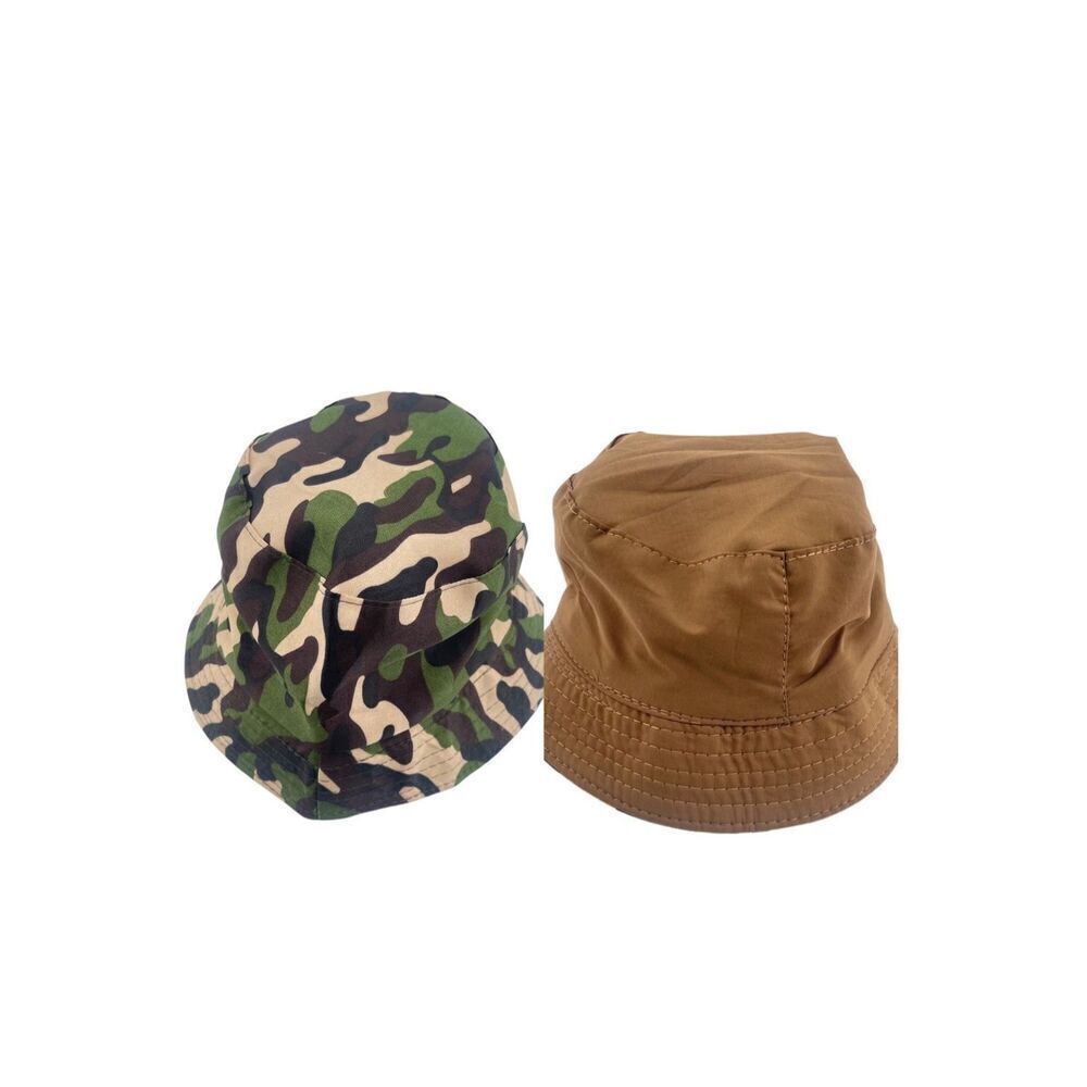 Reversible Toddler Bucket Hat Camo & Tan | Unisex Packable Sun Hat Kids Ages 2–5